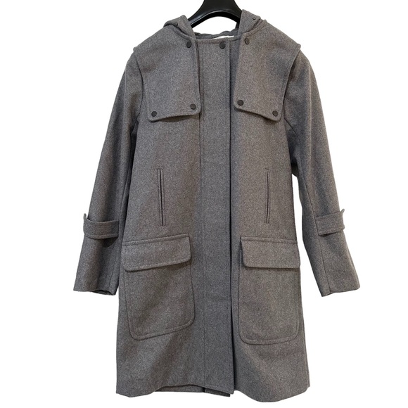A.L.C. / HOODED WOOL-BLEND COAT / Grey / Small - Picture 2 of 16
